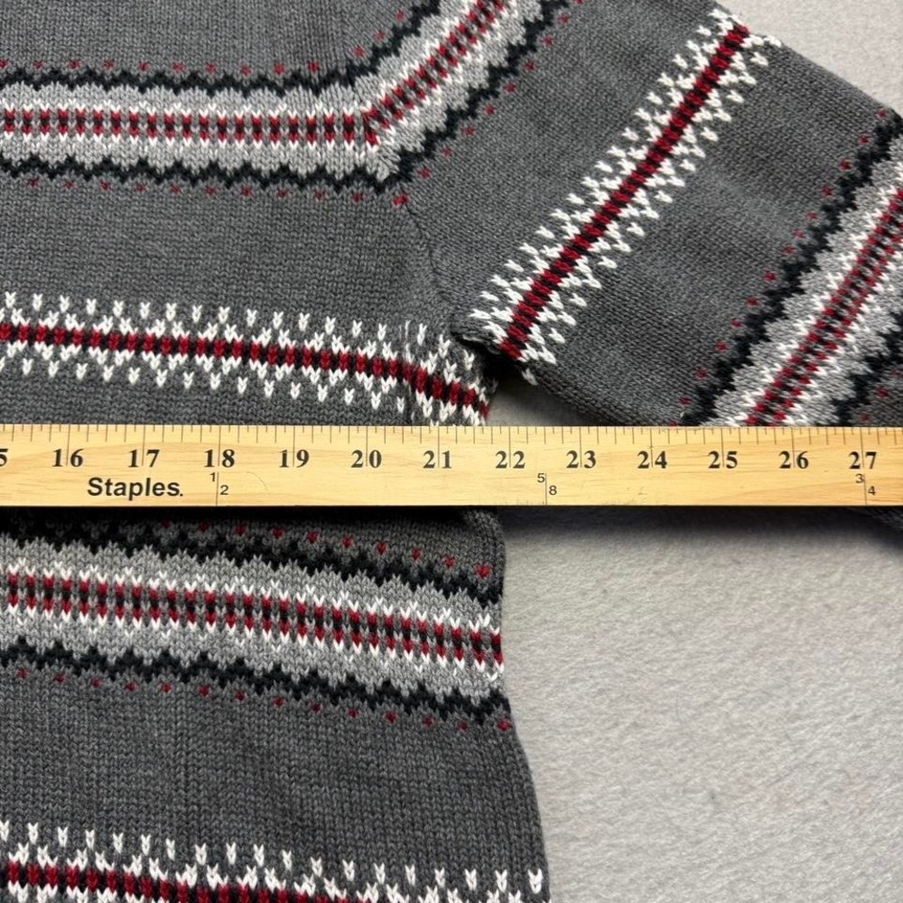 Chaps Fair Isle Knit Sweater Gray Red White Pattern Men's Large - Picture 4 of 6